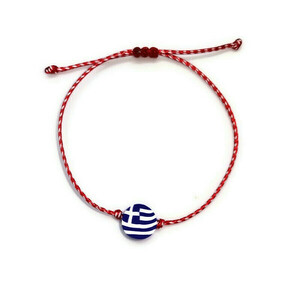 Χειροποίητο Βραχιόλι Μαρτάκι με σημαία της Ελλάδας unisex - κορδόνια, μαρτάκια, χεριού, αυξομειούμενα, φθηνά