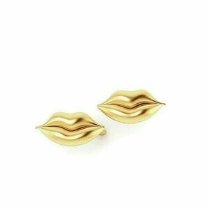 Χειροποίητα σκουλαρίκια γυναικεία χείλη, από επιχρυσωμένο Aσήμι 925° - επιχρυσωμένα, ασήμι 925, μικρά, βαλεντίνος, αγ. βαλεντίνου