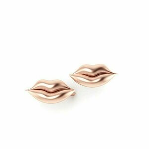 Χειροποίητα σκουλαρίκια γυναικεία χείλη, από επιχρυσωμένο Aσήμι 925° σε ροζ χρυσό - επιχρυσωμένα, ασήμι 925, μικρά, βαλεντίνος, αγ. βαλεντίνου