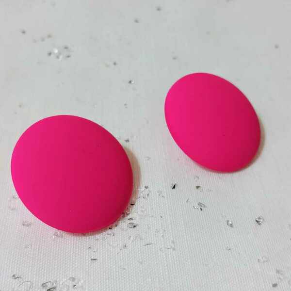 Καρφωτα ροζ-φουξια σκουλαρίκια - plexi glass, boho, ρετρό, μεγάλα