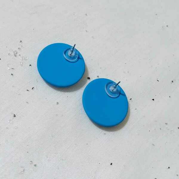 Γαλάζια σκουλαρίκια - vintage, plexi glass, ρετρό, μεγάλα, φθηνά - 2