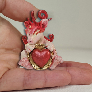 Δώρο Αγ. Βαλεντινου Δράκος της αγάπης με καρδιά.Διακοσμητική μινιατούρα φιγούρα 5 εκ - καρδιά, ρητίνη, μινιατούρες φιγούρες, αγ. βαλεντίνου - 5