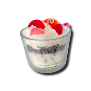 χειροποίητο αρωματικό SOY κερί παγωτό σε γυάλινο κούπα.. - αρωματικά κεριά