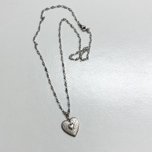 Κολιέ Ατσάλινη Αλυσίδα με κρεμαστό στοιχείο καρδιά από ορείχαλκο - ορείχαλκος, καρδιά, επάργυρα, ατσάλι