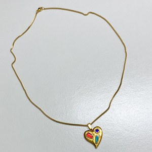 Κολιέ Ατσάλινη Αλυσίδα με στοιχείο καρδιά από ορείχαλκο - επιχρυσωμένα, ορείχαλκος, καρδιά, ατσάλι - 2
