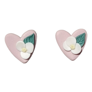 Σκουλαρίκια Καρδούλες Φλοράλ μεγάλες - καρδιά, πηλός, romantic, λουλούδι, μικρά