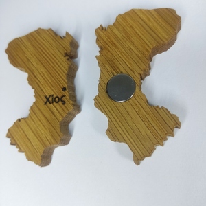 Ξύλινο χειροποίητο μαγνητάκι "Χίος" 6,5 εκατοστά από φυσικό ξύλο δρυός - ξύλο, μαγνητάκια, σπιτιού - 2