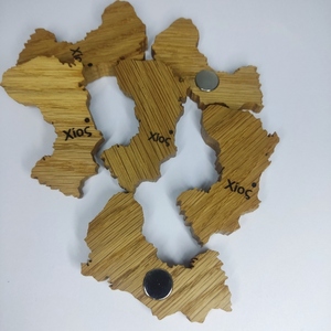 Ξύλινο χειροποίητο μαγνητάκι "Χίος" 6,5 εκατοστά από φυσικό ξύλο δρυός - ξύλο, μαγνητάκια, σπιτιού - 3