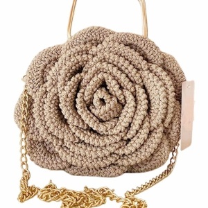 Rose: πλεκτή τσάντα χειρός, clutch,βραδινή, νήμα polyester 2mm - νήμα, clutch, χειρός, πλεκτές τσάντες, βραδινές