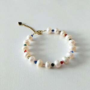 Βραχιόλι Pearls elegance- multi κρυσταλα και φυσικά μαργαριτάρια - ημιπολύτιμες πέτρες, μαργαριτάρι, ατσάλι, χεριού, αυξομειούμενα