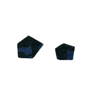 Mesakti Asymmetric Blue & Black 2 Χειροποίητα Καρφωτά Σκουλαρίκια Πολυμερικού Πηλού - πηλός, ατσάλι, μεγάλα