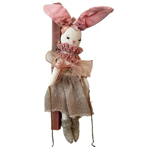 Λαμπάδα Πασχαλινή αρωματική Υ30εκ., παλαιό-ροζ με κούκλα κουνελίτσα - κορίτσι, μπαλαρίνες, πρώτο Πάσχα, πριγκίπισσες, παιχνιδολαμπάδες - 3