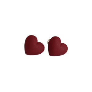 Καρφωτά σκουλαρίκια καρδούλες - καρδιά, πηλός, μικρά, ατσάλι, αγ. βαλεντίνου