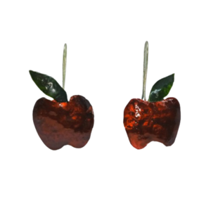 Σκουλαρίκια σφυρήλατα κόκκινα μήλα - ορείχαλκος, δώρο, μικρά, κρεμαστά