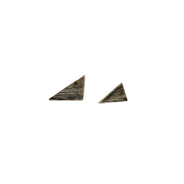 Nas Lined Triangles Χειροποίητα Καρφωτά Σκουλαρίκια Πολυμερικού Πηλού - πηλός, ατσάλι, μεγάλα
