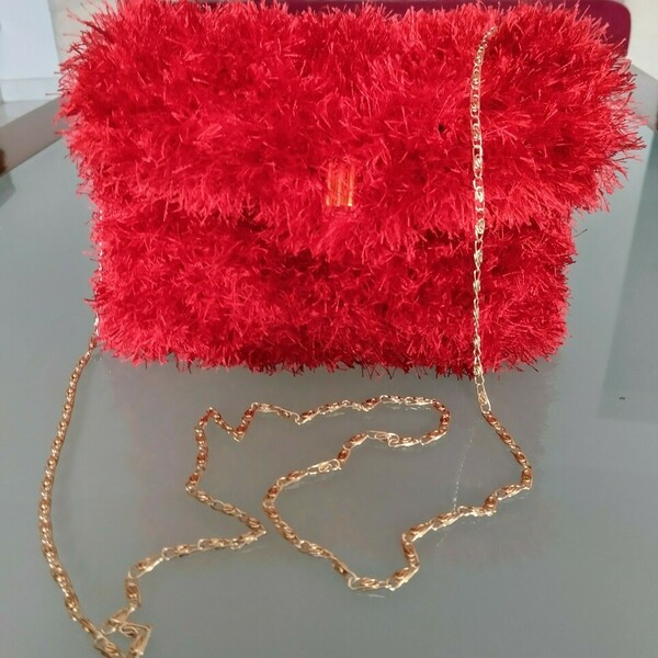 Red bag πλεκτή χειροποίητη τσάντα. - νήμα, φάκελοι, ώμου, all day, αξεσουάρ - 3