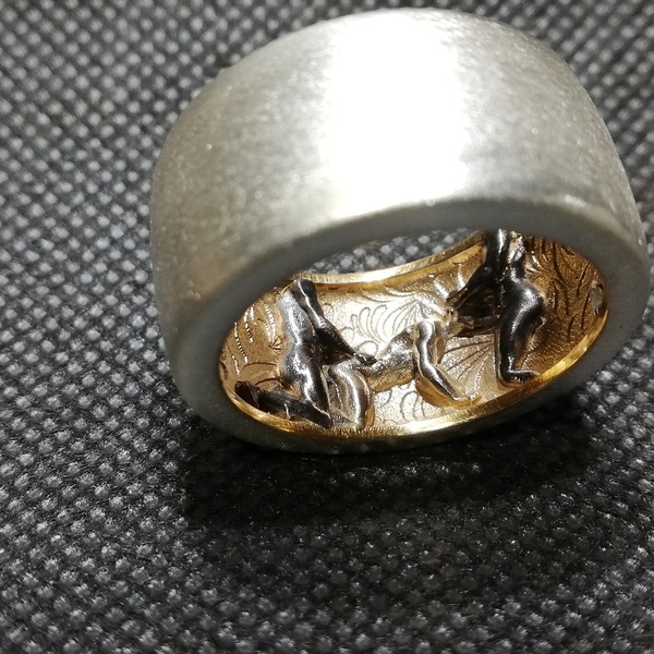Ερωτικό γυμνό και αγενές δαχτυλίδι με άντρες, μασίφ Ασιμη 925 - ασήμι - 5