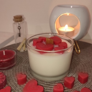 Valentine's Candle από κερί σόγιας 200γρ. στο άρωμα της γλυκιάς Φράουλας. - αρωματικά κεριά, κεριά, αγ. βαλεντίνου, κεριά & κηροπήγια, vegan κεριά - 3