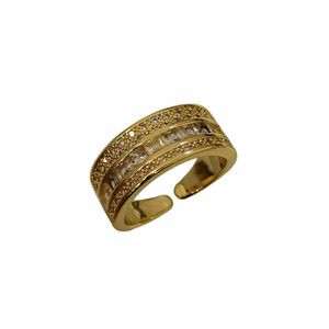 Ατσάλινο Δαχτυλίδι Με Ζιρκόν 0611 - επιχρυσωμένα, ατσάλι, αυξομειούμενα, φθηνά