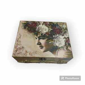 Μπιζουτιέρα Vintage Romantic Woman - ξύλο, πηλός, κοσμηματοθήκη - 3
