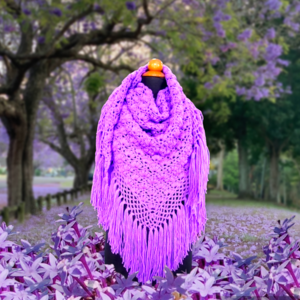 Πλεκτό Χειροποίητο Σάλι|Handmade crochet shawl - βαμβάκι, ακρυλικό - 3