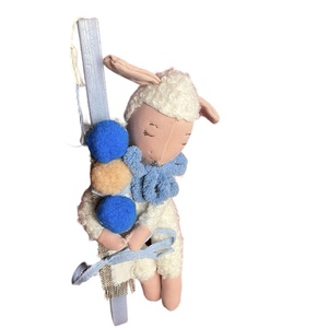 Πασχαλινή Λαμπάδα αρωματική γαλάζια με λούτρινο προβατάκι σε ξύλινη πλάτη - αγόρι, λαμπάδες, για παιδιά, πρώτο Πάσχα, για μωρά - 3