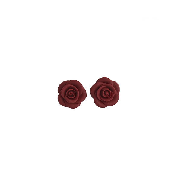 Καρφωτά σκουλαρίκια τριαντάφυλλα - τριαντάφυλλο, πηλός, λουλούδι, μικρά, ατσάλι