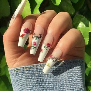 Press On Nails - French Roses - 2