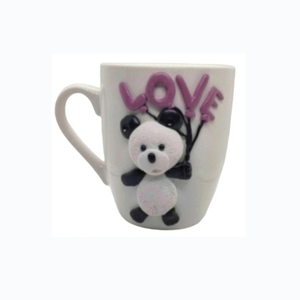 Τρισδιάστατη χειροποίητη κούπα Panda από πολυμερικό πηλό - πηλός, πορσελάνη, κούπες & φλυτζάνια