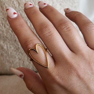 Amore ring | Ατσάλινο δαχτυλίδι με σχέδιο καρδιά - καρδιά, minimal, ατσάλι, αγ. βαλεντίνου, αυξομειούμενα
