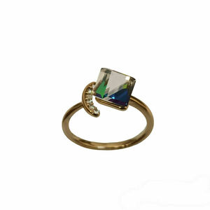 Ατσάλινο Δαχτυλίδι Με Zircon 0624 - ημιπολύτιμες πέτρες, επιχρυσωμένα, ατσάλι, αυξομειούμενα, φθηνά