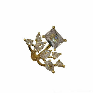 Ατσάλινο Δαχτυλίδι Με Zircon 0626 - ημιπολύτιμες πέτρες, επιχρυσωμένα, ατσάλι, αυξομειούμενα, φθηνά