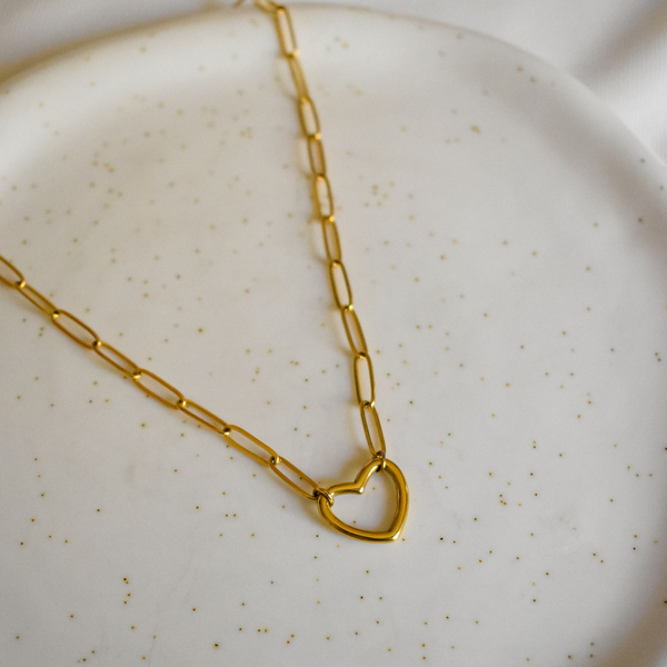 Eros necklace | Κολιέ με ατσάλινη αλυσίδα και σχέδιο καρδιά - καρδιά, ατσάλι, αγ. βαλεντίνου