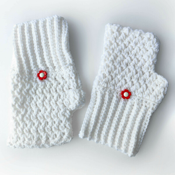 Γυναικεία Γάντια Χωρίς Δάκτυλα Λευκά (Ακρυλικό | 19cm x 11cm) - μαλλί, ακρυλικό, δώρα για γυναίκες - 2