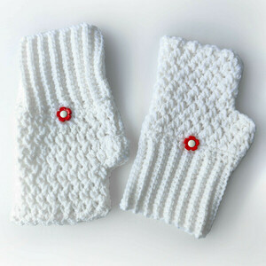 Γυναικεία Γάντια Χωρίς Δάκτυλα Λευκά (Ακρυλικό | 19cm x 11cm) - μαλλί, ακρυλικό, δώρα για γυναίκες - 2