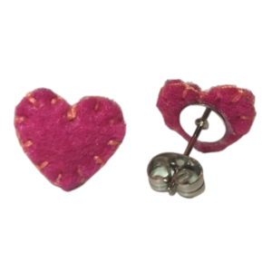 Υφασμάτινα σκουλαρίκια καρδούλες - ύφασμα, καρδιά, μικρά, ατσάλι - 4