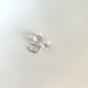 Hollow ear cuffs | Ασήμι 925 χειροποίητα σκουλαρίκια ear cuffs - ασήμι 925, μικρά, επιπλατινωμένα, φθηνά - 2