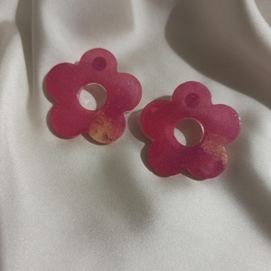 χειροποίητα σκουλαρίκια από ρητίνη σε σχήμα λουλουδιού (resin) - γυαλί, ρητίνη, λουλούδι, καρφωτά, ατσάλι - 3