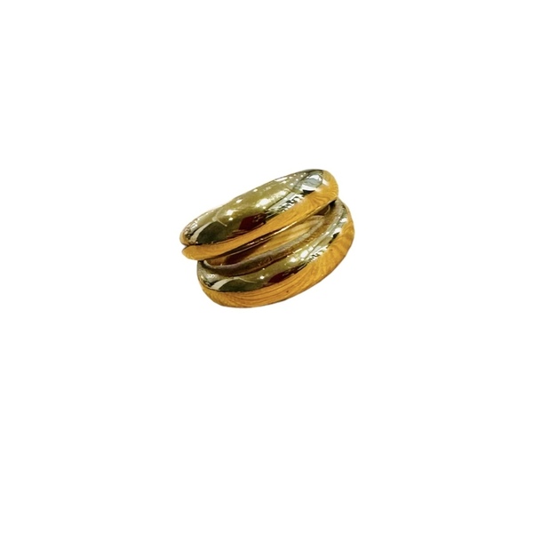 Ατσάλινο δακτυλίδι διπλό λούστρο - επιχρυσωμένα, γεωμετρικά σχέδια, ατσάλι, σταθερά