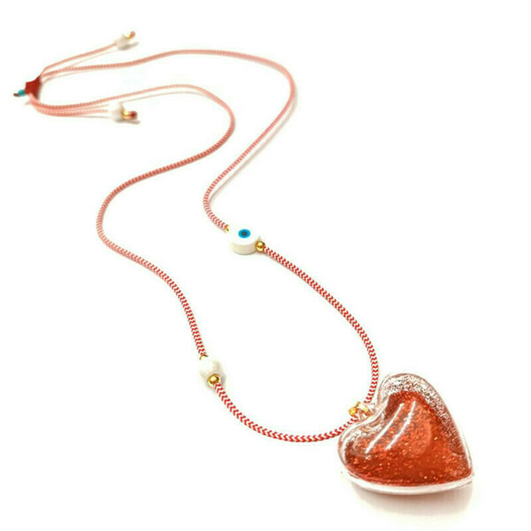 My HEART March necklace - καρδιά, κορδόνια, μάτι, μαμά και κόρη - 4