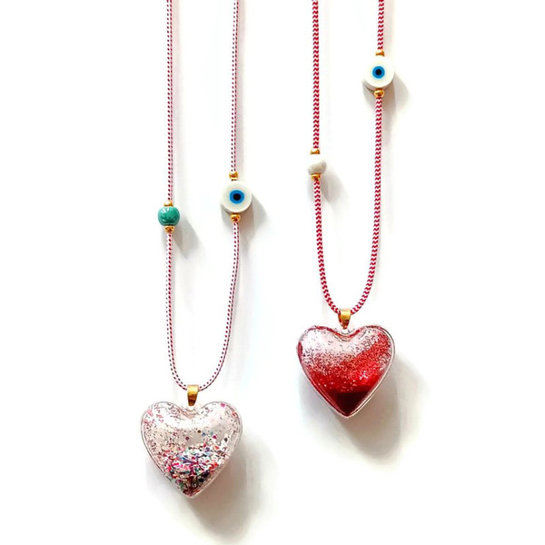My HEART March necklace - καρδιά, κορδόνια, μάτι, μαμά και κόρη
