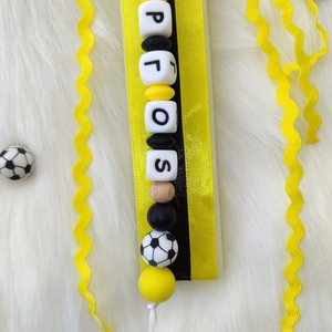 Κίτρινη λαμπάδα με κλιπ πιπίλας ΑΕΚ και όνομα μωρού - αγόρι, λαμπάδες, για παιδιά, σπορ και ομάδες, προσωποποιημένα - 4