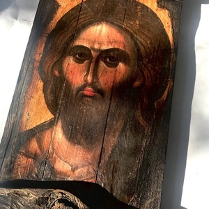 Χειροποίητη Εικόνα Του Ιησού Χριστού Σε Ξύλο 33x19cm - πίνακες & κάδρα, πίνακες ζωγραφικής, εικόνες αγίων - 2