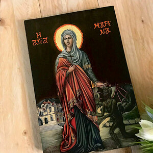 Αγία Μαρίνα η Μεγαλομάρτυς Χειροποίητη Εικόνα Σε Ξύλο 15x23cm - πίνακες & κάδρα, πίνακες ζωγραφικής, εικόνες αγίων - 3