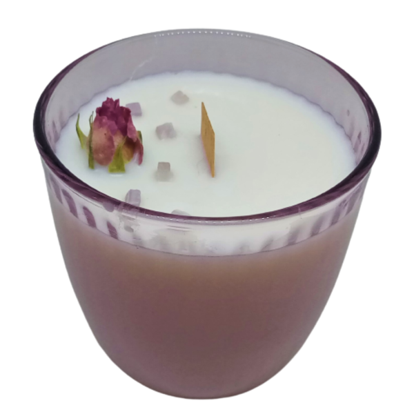 Χειροποίητο κερί σόγιας σε ροζ nude γυάλινο ποτήρι με άρωμα BAMBOO KARITE ( 275 ml - 56 ώρες καύσης ) - αρωματικά κεριά, σόγια, αρωματικό χώρου, soy wax