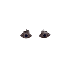 Σκουλαρίκια ατσάλι μάτι με ζιργκον μέγεθος 1 cm - ημιπολύτιμες πέτρες, μικρά, ατσάλι, evil eye