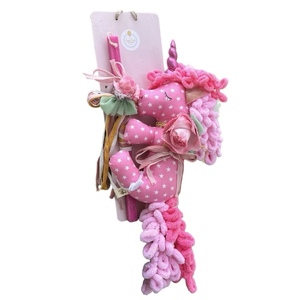 Λαμπάδα φούξια, με μονόκερο ροζ έντονο - λαμπάδες, μονόκερος, παιχνιδολαμπάδες - 3