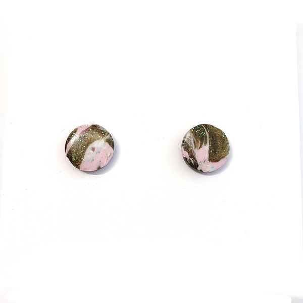 Μικρά κουμπωτά σκουλαρίκια από πηλό - γυαλί, πηλός, καθημερινό, μικρά, ατσάλι - 3