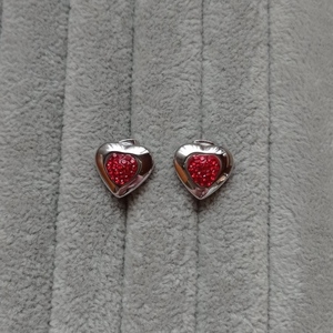 Σκουλαρίκια ατσάλι κόκκινες καρδιές μέγεθος 1,5 cm - καρδιά, swarovski, μικρά, ατσάλι - 2