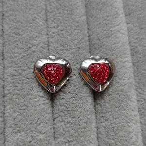 Σκουλαρίκια ατσάλι κόκκινες καρδιές μέγεθος 1,5 cm - καρδιά, swarovski, μικρά, ατσάλι - 4
